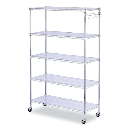 Alera Wire Shelving Unit, 18"D x 48"W x 72"H, 5 Shelves, Silver SW654818SR